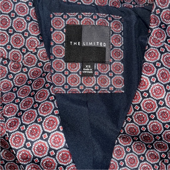 The Limited Fitted Women's Blazer XS Red and Navy Blue Geometric Print - Picture 4 of 8